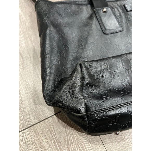 Gucci Vintage Guccissima Leather Luxury Tote Bag Black Shoulder Bag Old Money - Picture 12 of 16